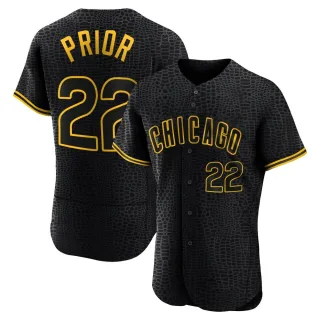 Men's Authentic Black Mark Prior Chicago Cubs Snake Skin City Jersey