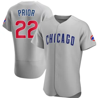 Men's Authentic Gray Mark Prior Chicago Cubs Road Jersey