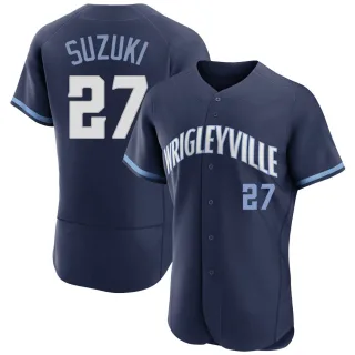 Men's Authentic Navy Seiya Suzuki Chicago Cubs 2021 City Connect Jersey