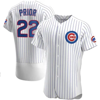 Men's Authentic White Mark Prior Chicago Cubs Home Jersey