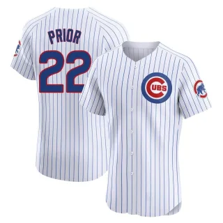 Men's Elite White Mark Prior Chicago Cubs Home Jersey