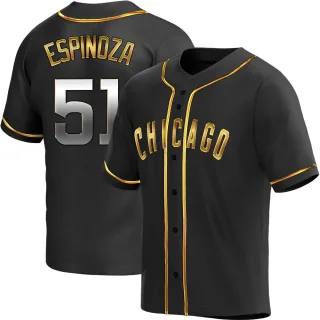 Men's Replica Black Golden Anderson Espinoza Chicago Cubs Alternate Jersey