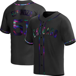 Men's Replica Black Holographic Anderson Espinoza Chicago Cubs Alternate Jersey