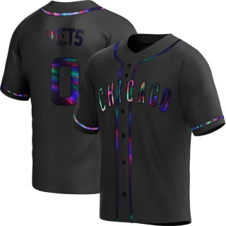 Men's Replica Black Holographic Hunter Viets Chicago Cubs Alternate Jersey