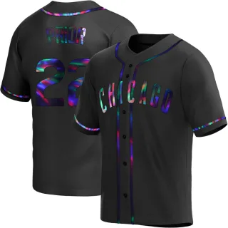 Men's Replica Black Holographic Mark Prior Chicago Cubs Alternate Jersey