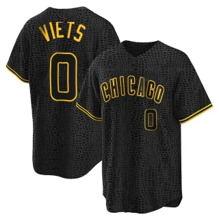 Men's Replica Black Hunter Viets Chicago Cubs Snake Skin City Jersey