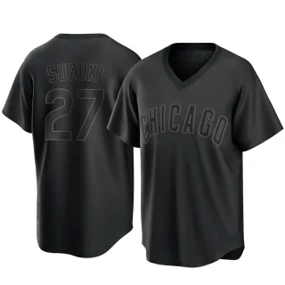 Men's Replica Black Seiya Suzuki Chicago Cubs Pitch Fashion Jersey