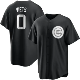 Men's Replica Black/White Hunter Viets Chicago Cubs Jersey