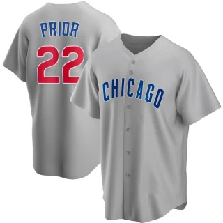 Men's Replica Gray Mark Prior Chicago Cubs Road Jersey