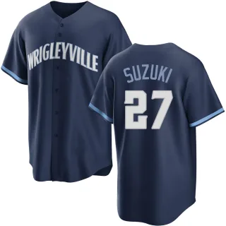 Men's Replica Navy Seiya Suzuki Chicago Cubs 2021 City Connect Jersey