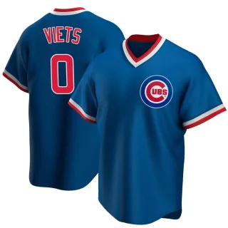 Men's Replica Royal Hunter Viets Chicago Cubs Road Cooperstown Collection Jersey