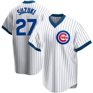 Men's Replica White Seiya Suzuki Chicago Cubs Home Cooperstown Collection Jersey