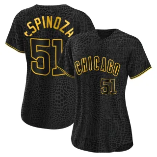 Women's Authentic Black Anderson Espinoza Chicago Cubs Snake Skin City Jersey