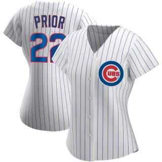 Women's Authentic White Mark Prior Chicago Cubs Home Jersey