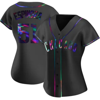 Women's Replica Black Holographic Anderson Espinoza Chicago Cubs Alternate Jersey