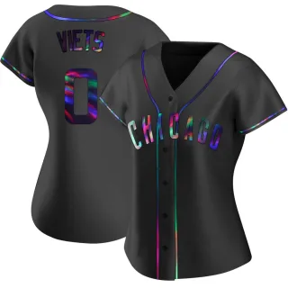 Women's Replica Black Holographic Hunter Viets Chicago Cubs Alternate Jersey